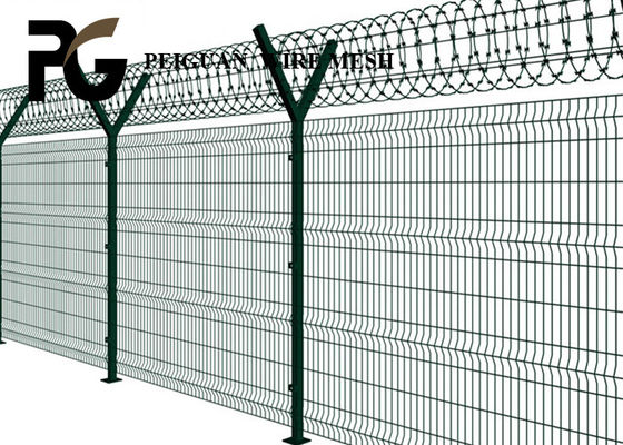 Green Coated Q235 Razor Barbed Wire Fence Building Site