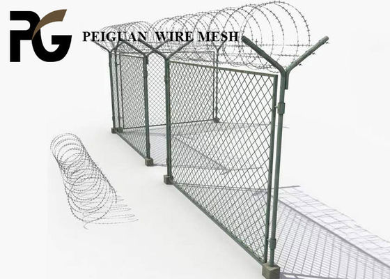 Electric Galvanized Airport Security Fencing , Rust Proof Fence With Barbed Wire