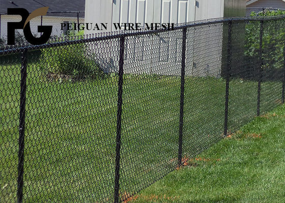 Hurricane Prevention Metal Chain Link Fence , Woven Mesh 6 Foot Black Chain Link Fence