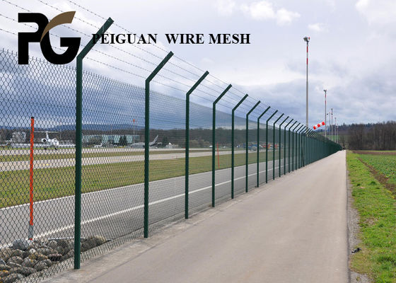 Electric Galvanized Airport Security Fencing , Rust Proof Fence With Barbed Wire